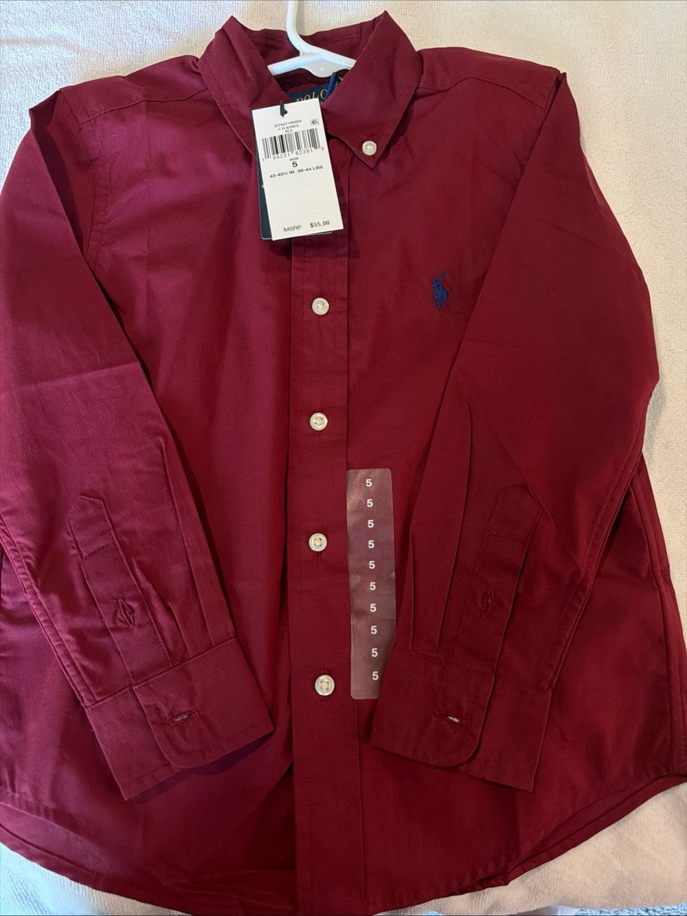 Ralph Lauren Burgundy Button-Down Shirt with Navy Pony